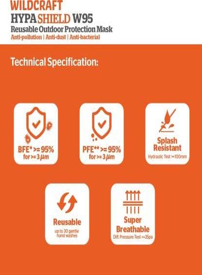 وايلد كرافت عبوة من 5 أقنعة Wildcraft سوداء قابلة لإعادة الاستخدام من نوع Hypashield، مكونة من 6 طبقات، مضادة للتلوث، مناسبة للأطفال - مقاس صغير - Image 5